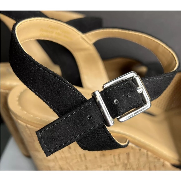 Franco Sarto Carissa Perforated Cork Wedge Sandals Black Size 11M Barely worn! - Picture 8 of 12